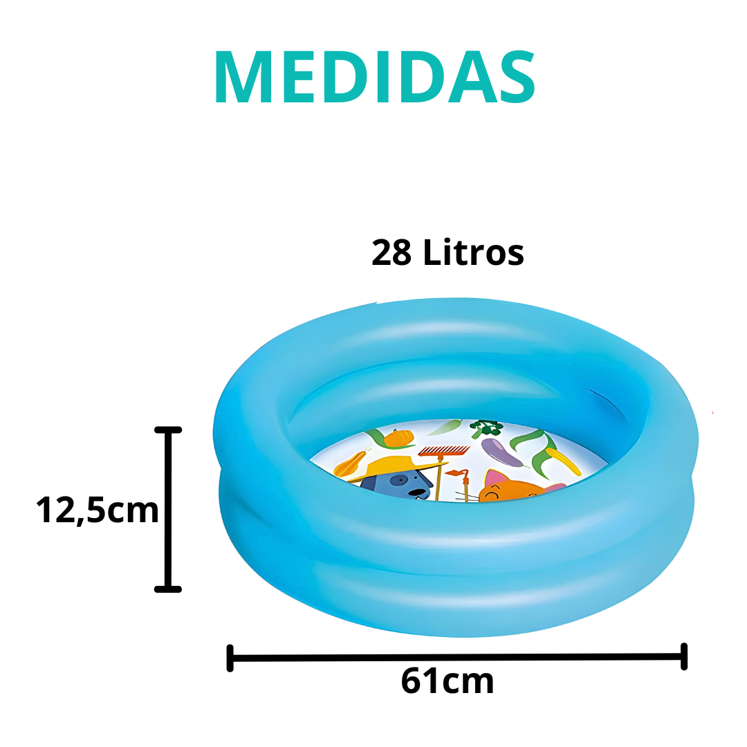 Piscina Infantil Redonda Inflável De Fundo Estampado Animais Sortida 28L