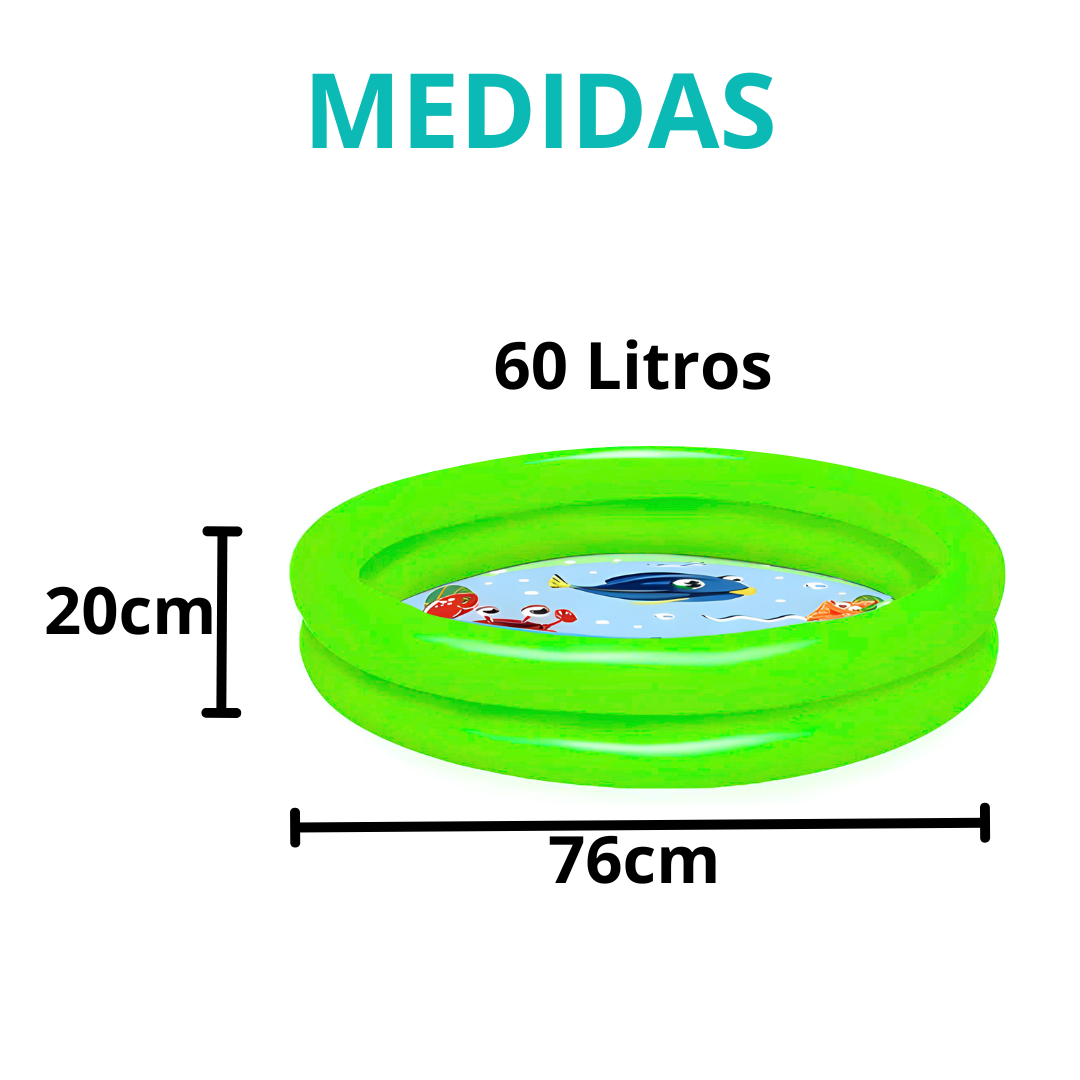 Piscina Infantil Redonda Inflável De Fundo Estampado Animais Sortida 61L