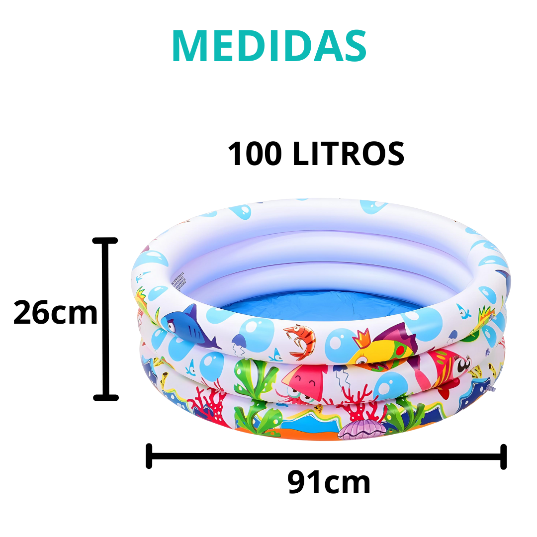 Piscina Inflavel 3 Aneis Fundo Do Mar 100L - WS17010-3