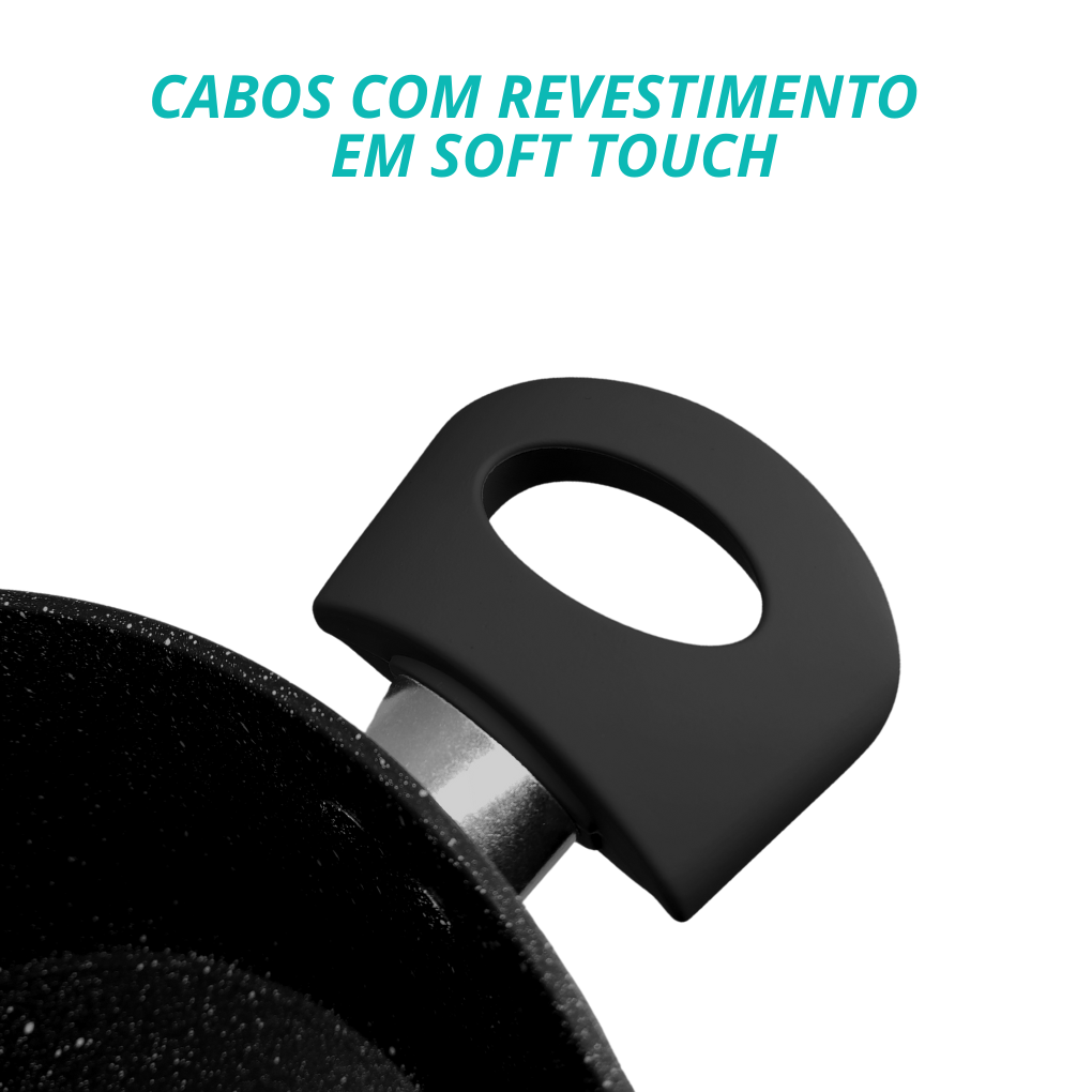 Panela Caçarola Indução Antiaderente Cerâmica Preto 24cm Não Gruda
