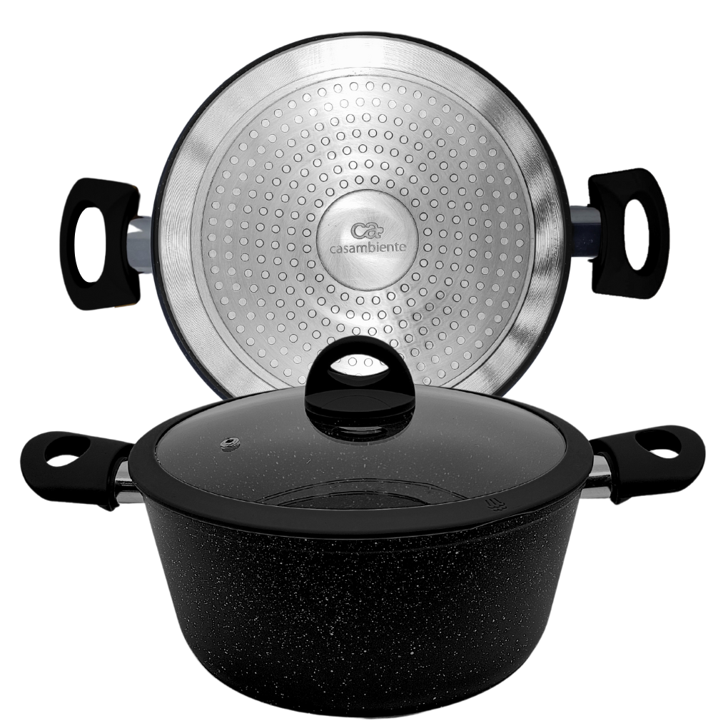 Panela Caçarola Indução Antiaderente Cerâmica Preto 24cm Não Gruda