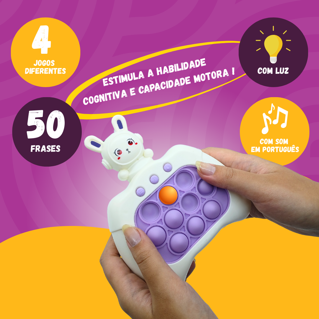 Pop-it Brinquedo Eletrônico Anti Stress com Som Luz Coelhinho Astronauta