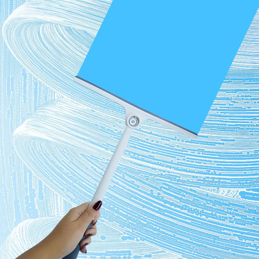 Rodo Limpa Vidro Articulavel Azul 35cm - WX10847
