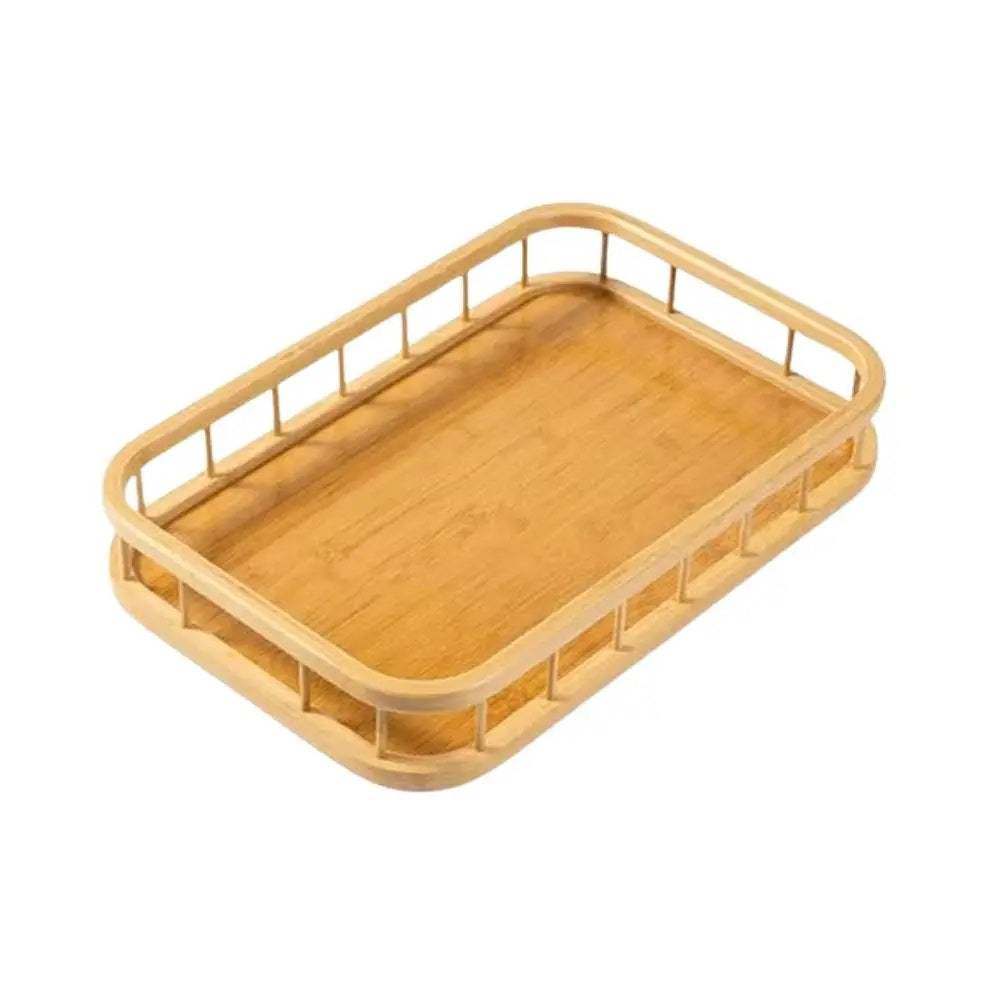 Bandeja De Bambu Retangular Alça Servir Café Da Manhã 45cm