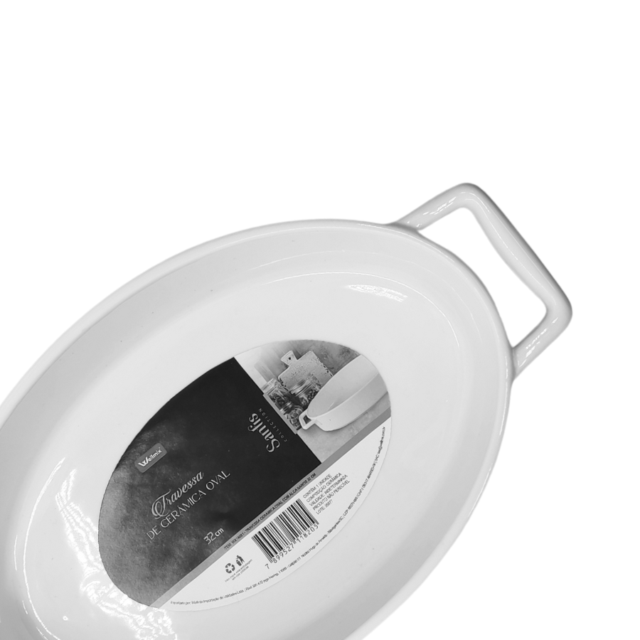 Travessa Ceramica Oval Alça Santis 38,5x23cm - WX14086