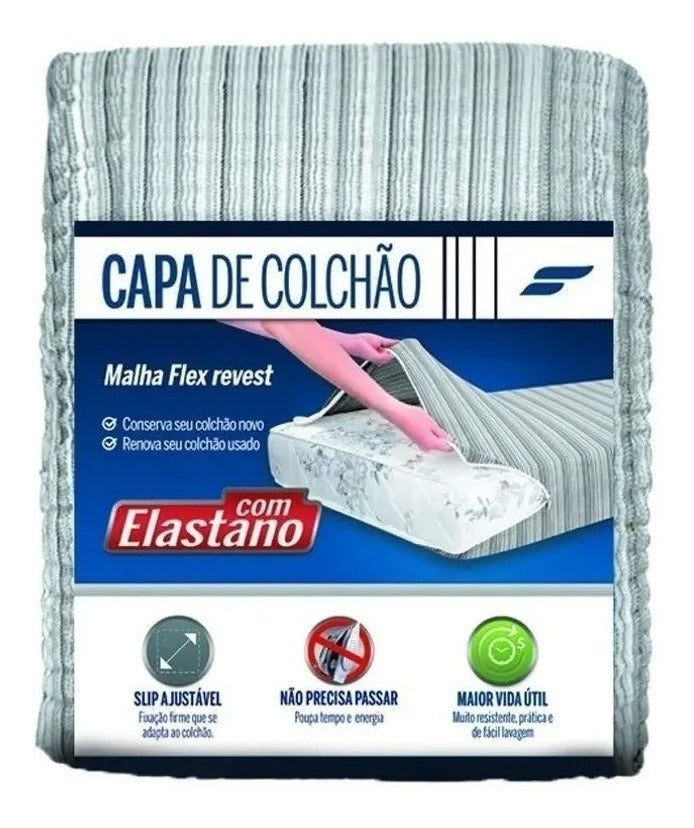 Capa De Colchão Com Zíper Em Malha Casal Box 1.40x1.90cm