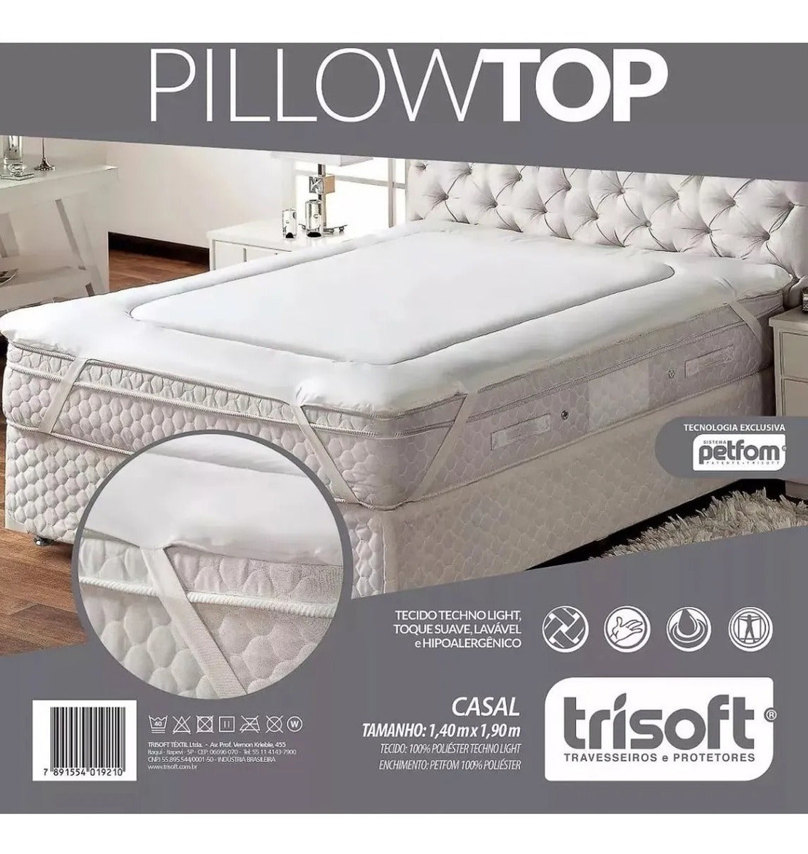 Protetor De Colchão Trisoft Pillow Top Casal (140x190x4cm)