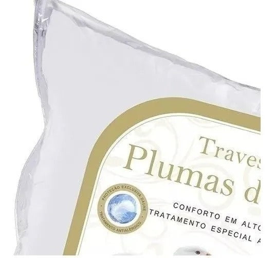 Travesseiro Daune 100% Plumas De Ganso Tradicional 70cm Cor Branco