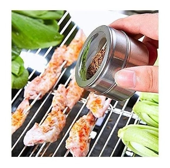 Porta Condimento Tempero Magnético Aço Inox 6 Peças