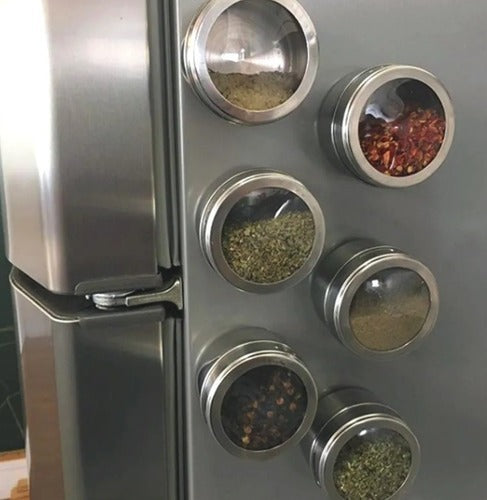 Porta Condimento Tempero Magnético Aço Inox 6 Peças