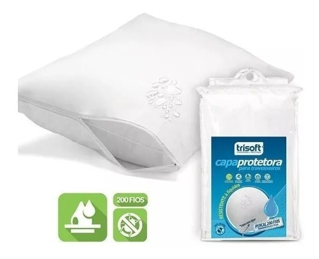 Capa Protetor Travesseiro Impermeável Zíper 200 Fios Trisoft