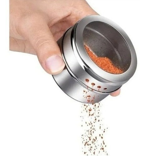 Porta Condimento Tempero Magnético Aço Inox 6 Peças