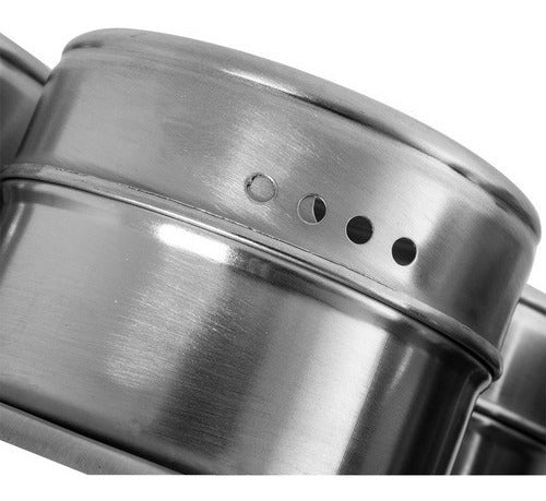 Porta Condimento Tempero Magnético Aço Inox 6 Peças