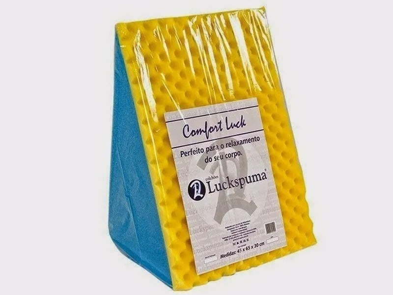 Travesseiro Inteligente Luckspuma Encosto Triângular 65cm X 30cm Cor Azul/amarelo