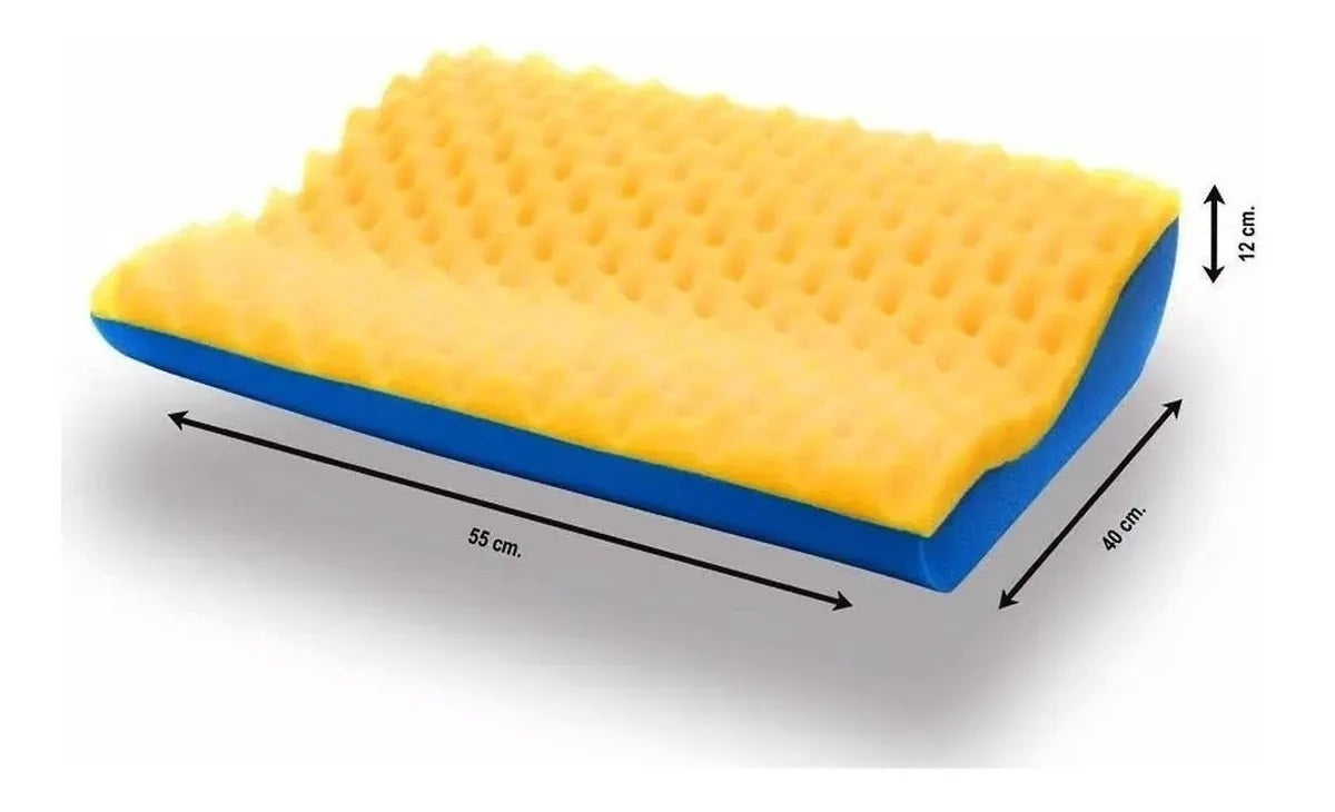 Travesseiro Luckspuma Luck Pillow Cervical 55cm X 12cm Cor Azul/amarelo