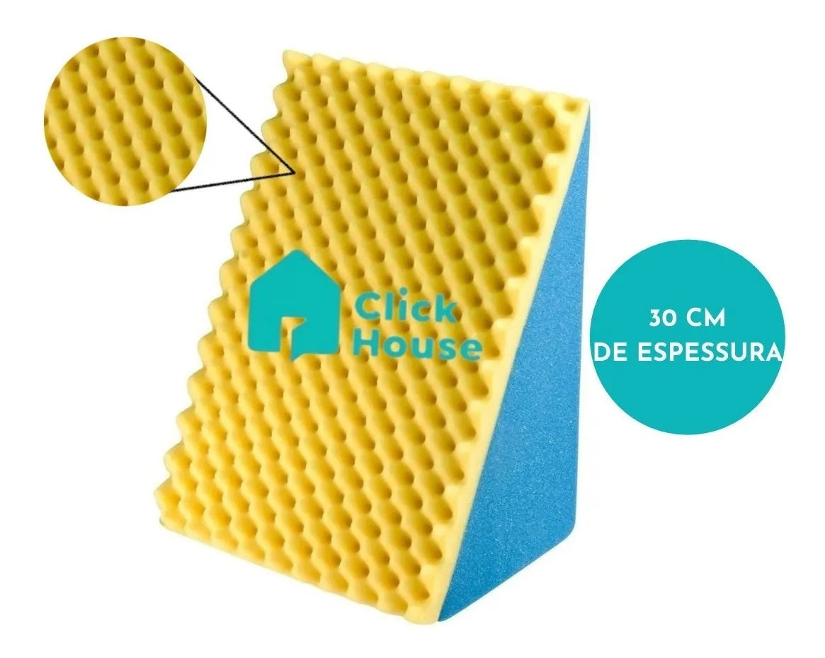 Travesseiro Inteligente Luckspuma Encosto Triângular 65cm X 30cm Cor Azul/amarelo
