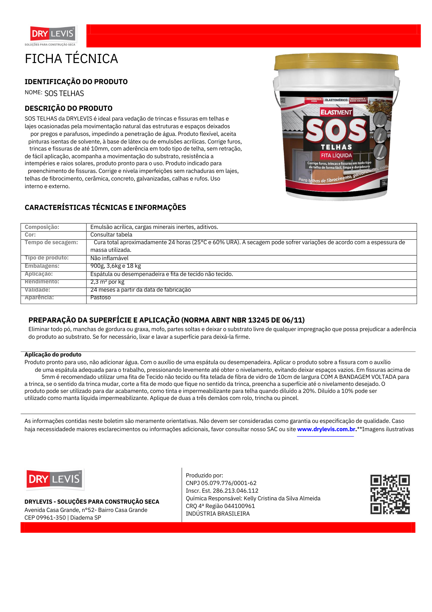 Sos Telhas Elastment Fita Líquida Furo Fissura Trinca 900gr