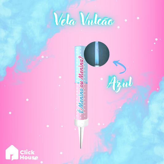 Vela Vulcão Para Chá Revelação Faisca Rosa E Azul 12 Cm