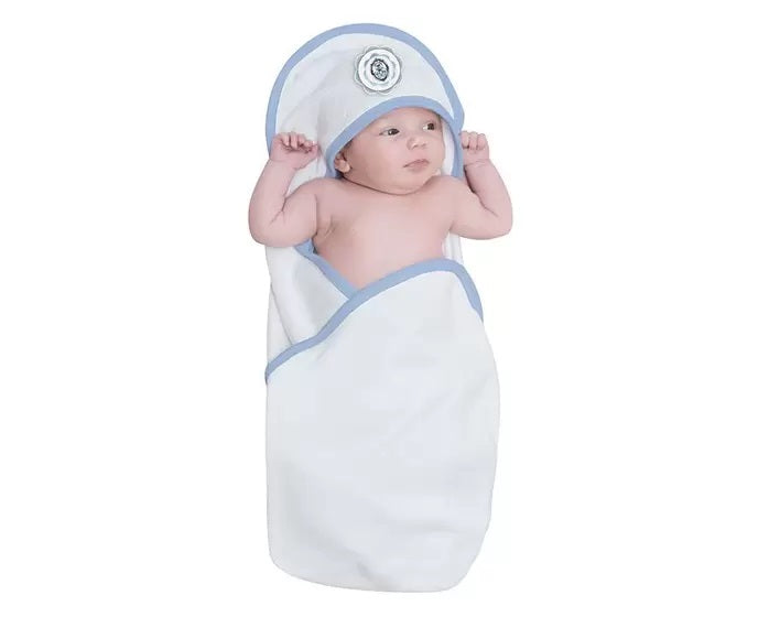 Toalha De Banho Bordada Com Capuz Para Bebe Algodão 70x80cm