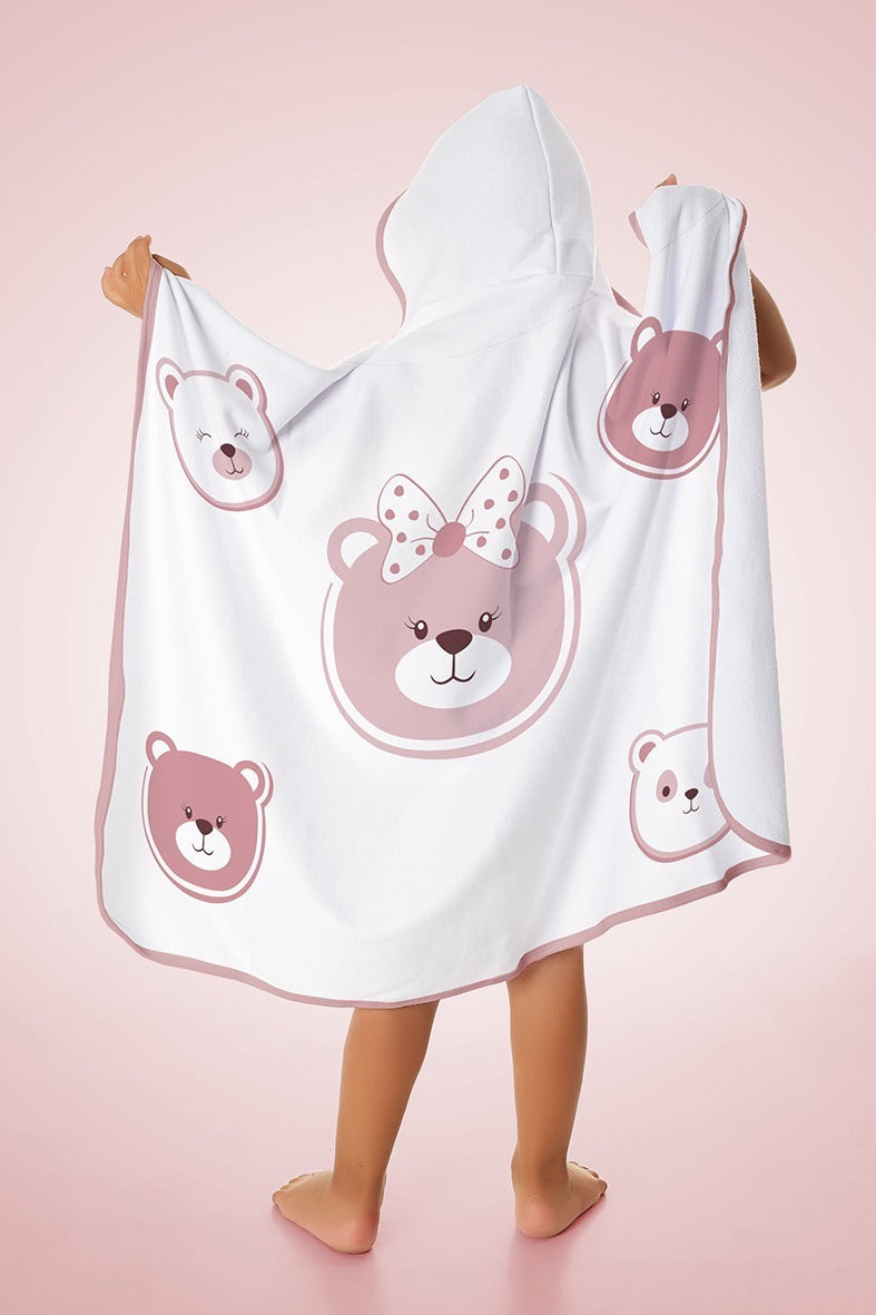 Toalha Infantil De Bebe Banho Estampada Com Capuz Algodão