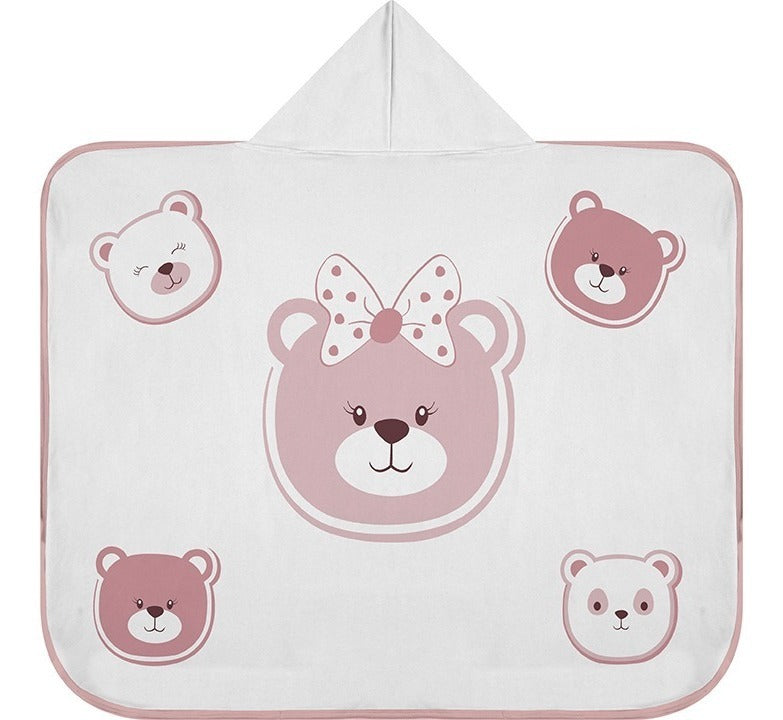 Toalha Infantil De Bebe Banho Estampada Com Capuz Algodão