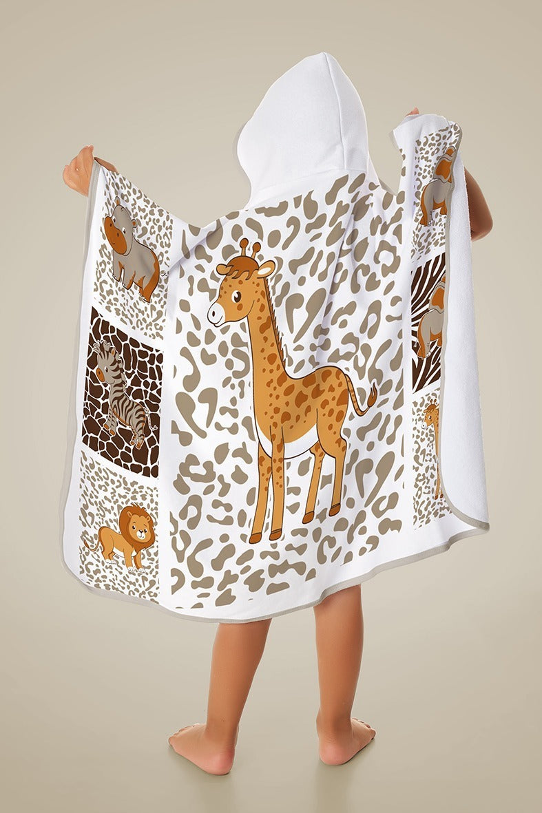 Toalha Infantil De Bebe Banho Estampada Com Capuz Algodão
