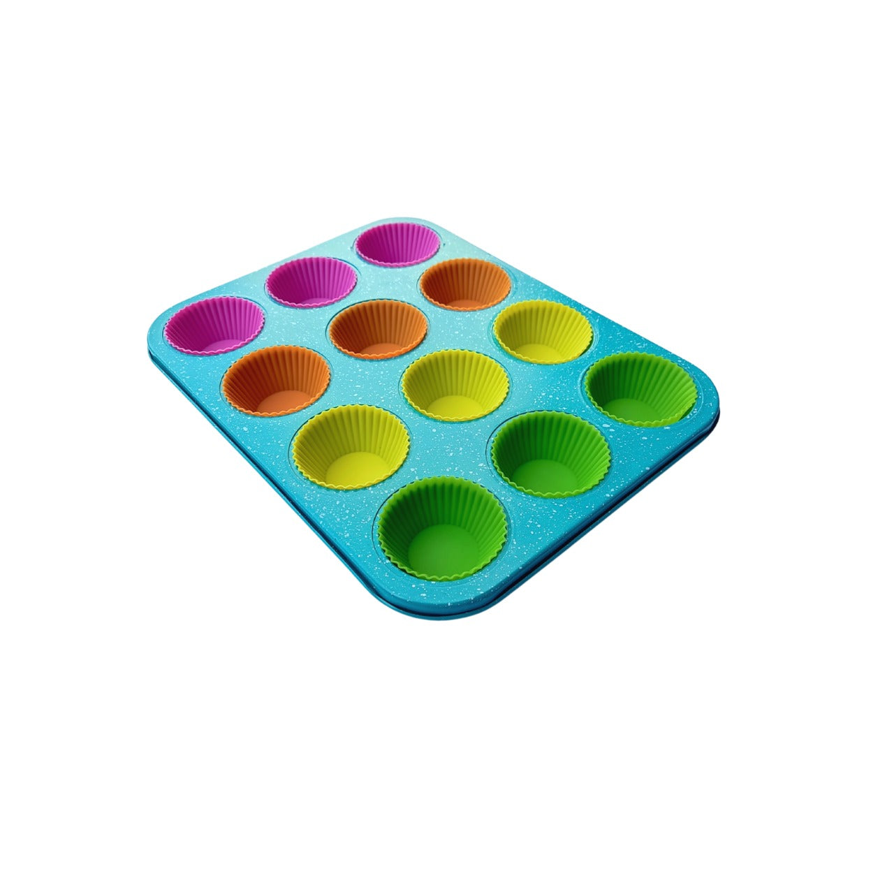 Assadeira+forma Silicone Antiaderente Cupcakes 12 Cavidades