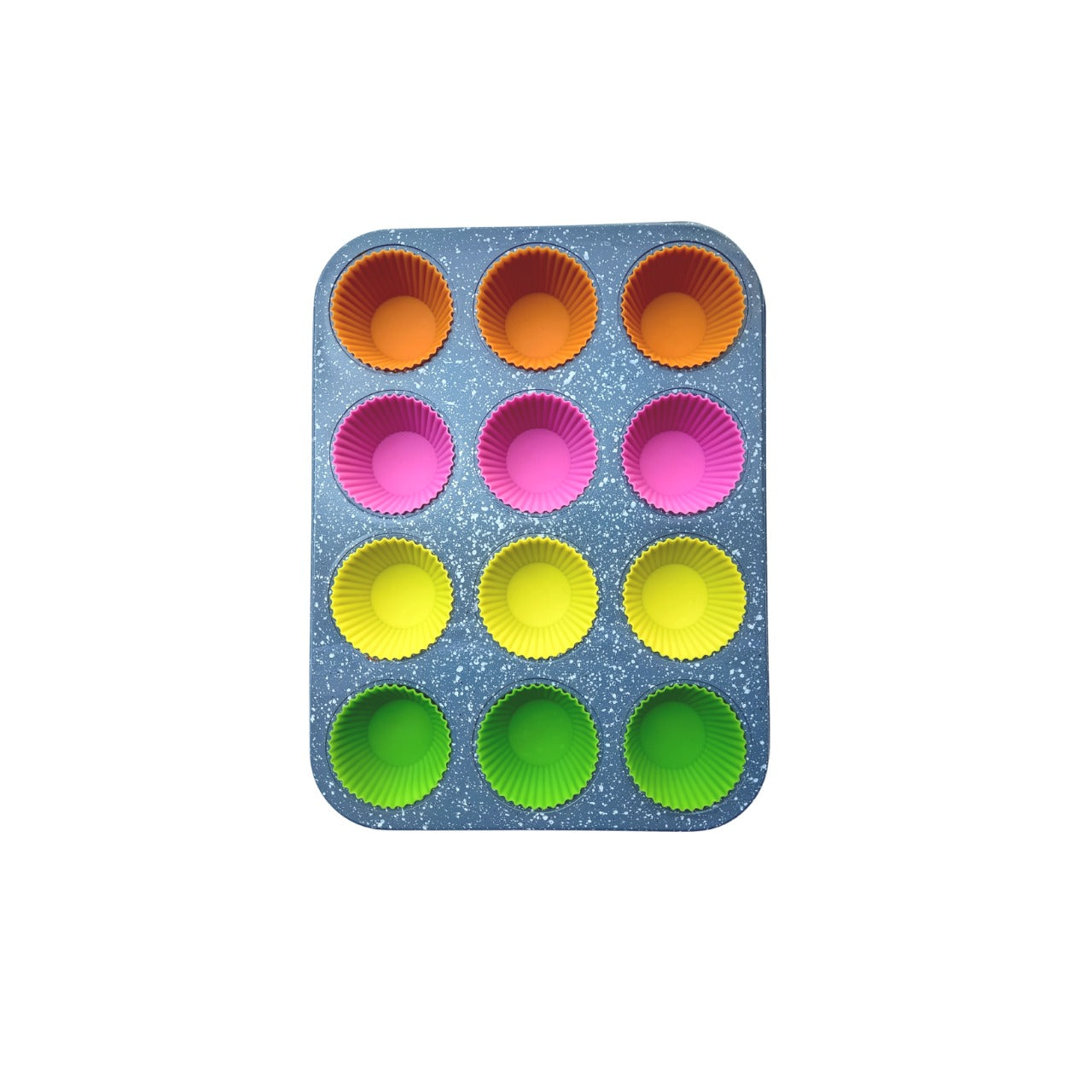 Assadeira+forma Silicone Antiaderente Cupcakes 12 Cavidades