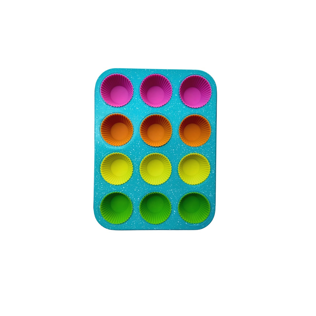 Assadeira+forma Silicone Antiaderente Cupcakes 12 Cavidades