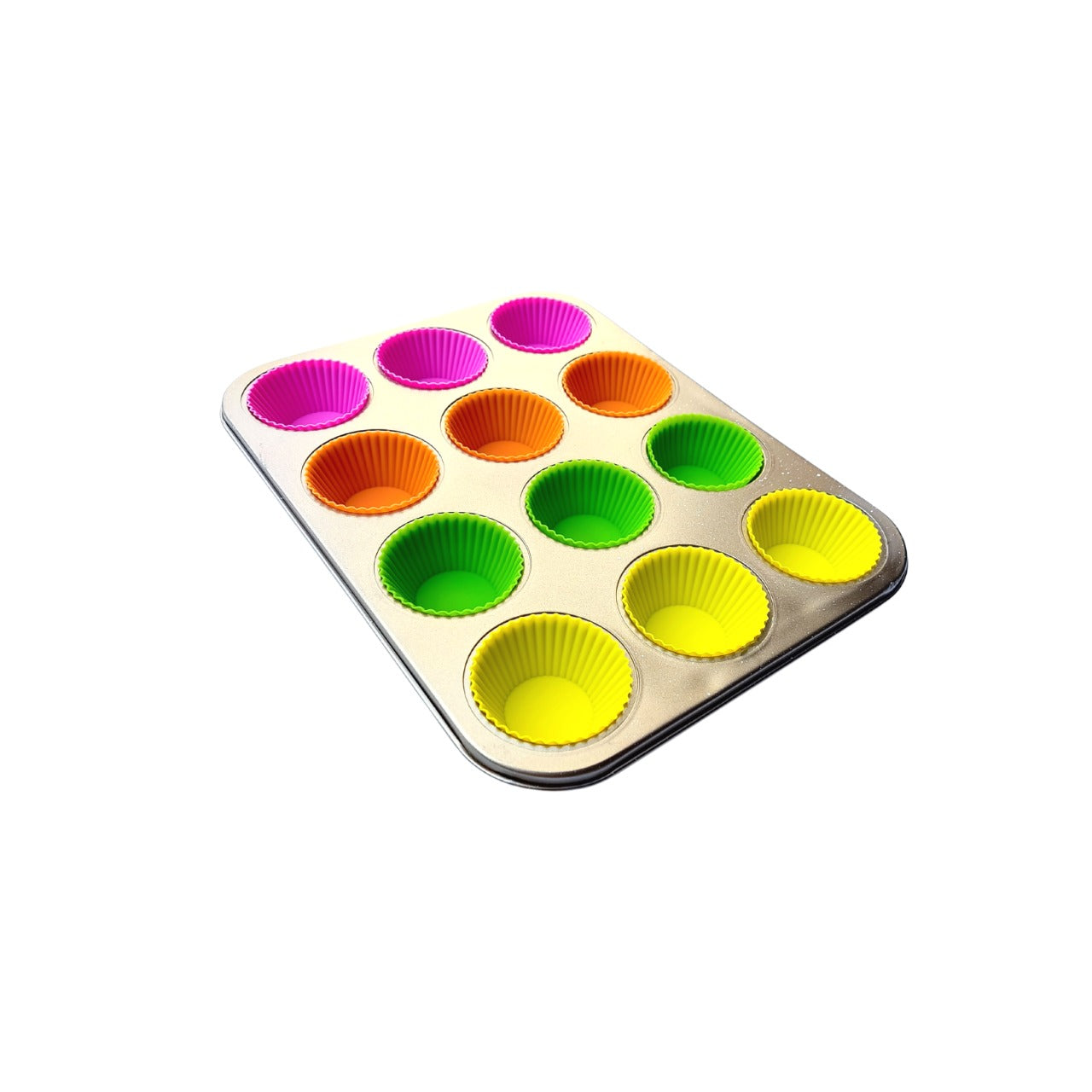 Assadeira+forma Silicone Antiaderente Cupcakes 12 Cavidades