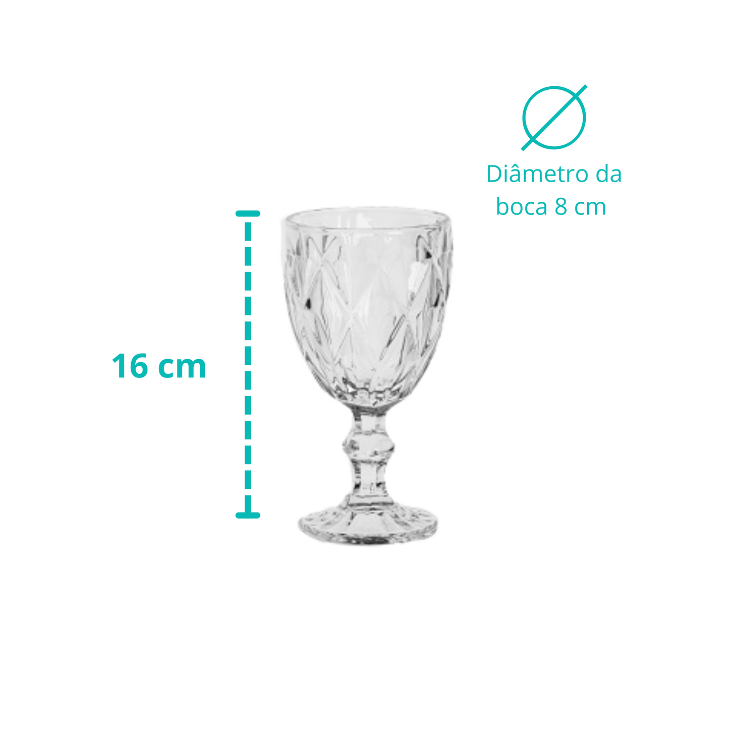 Taça Diamond Transparente Vidro Suco Vinho Água 240ml - 1 Un Transparente