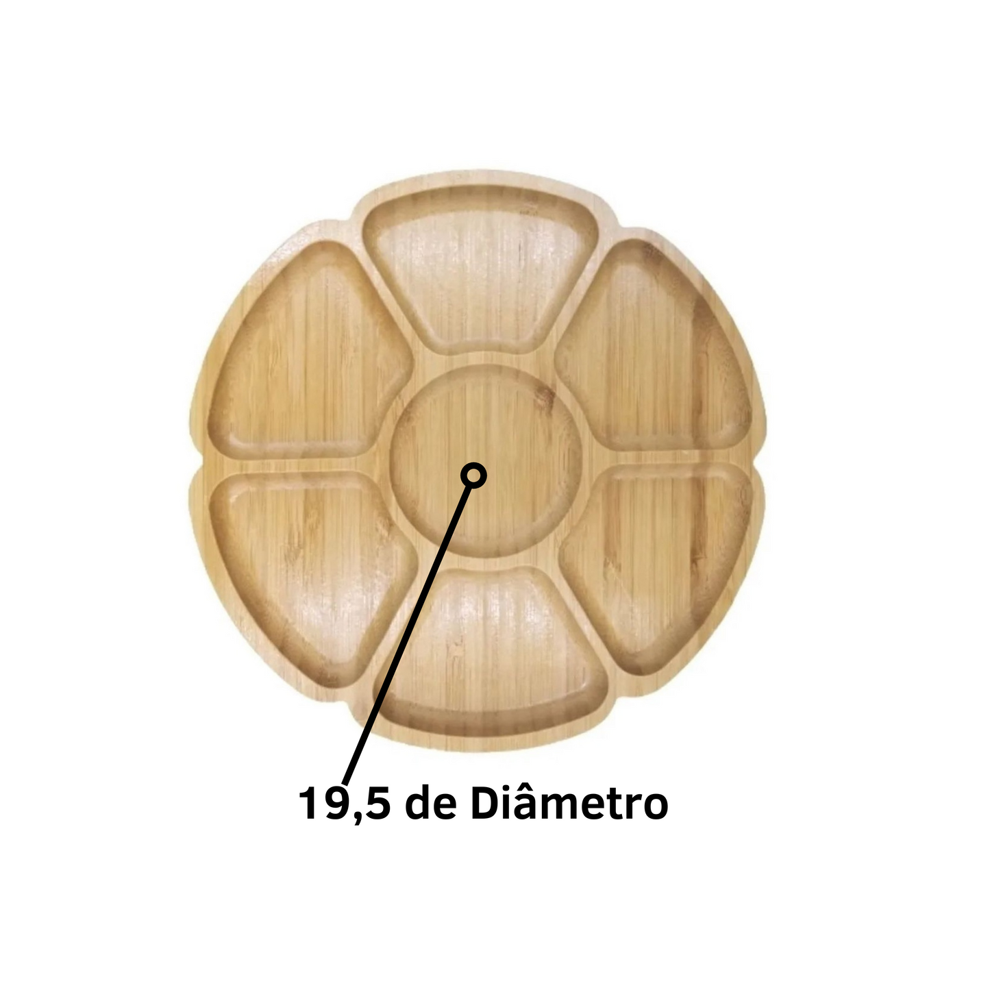 Petisqueira 7 Divisórias Bambu De Frios Petisco 19,5x19,5 Cm
