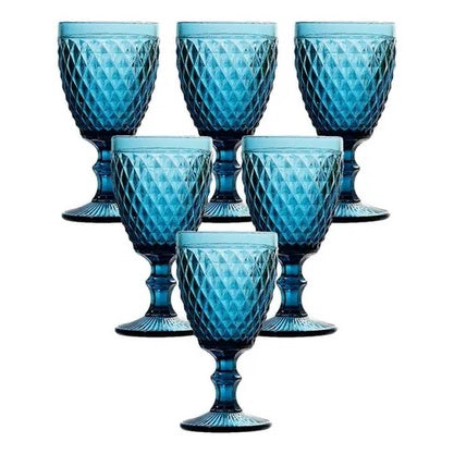 Taça De Vidro Água Suco Bico De Abacaxi Azul 300ml - 1 Uni