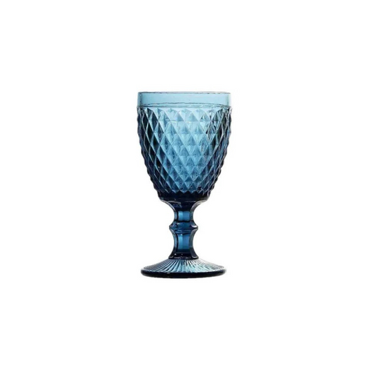 Taça De Vidro Água Suco Bico De Abacaxi Azul 300ml - 1 Uni