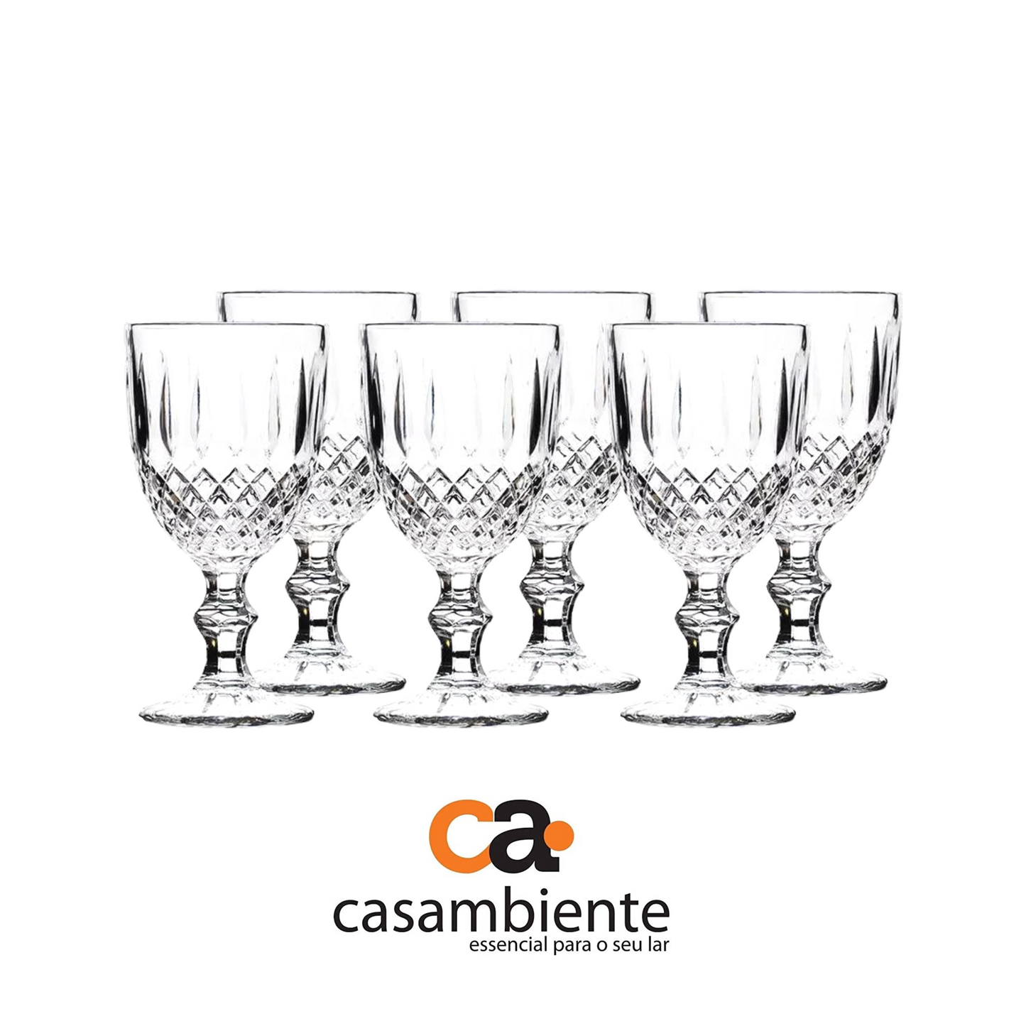 Taça De Vidro Água Suco Lumini Diamond Diamante 340ml 1 Uni