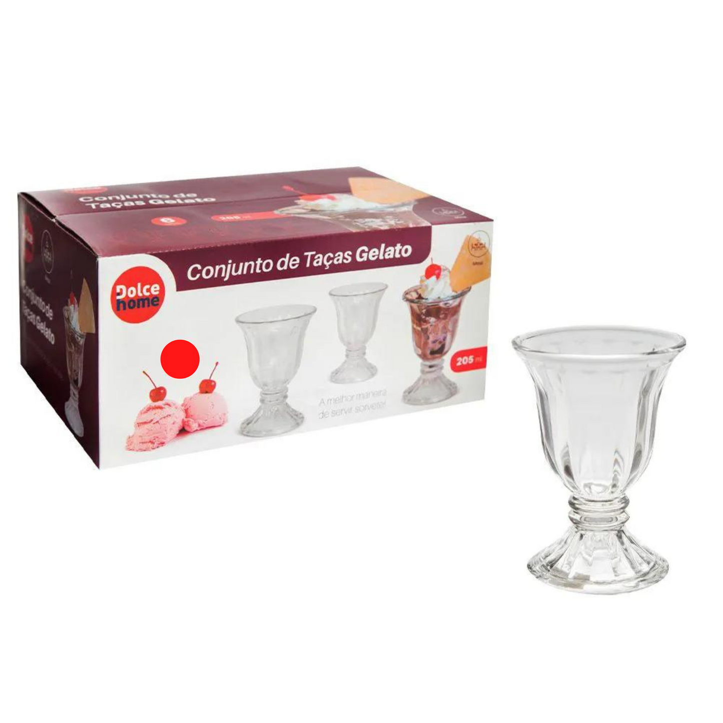 Taça De Vidro Sobremesa Sorvete Gelato Dolce Home 205ml