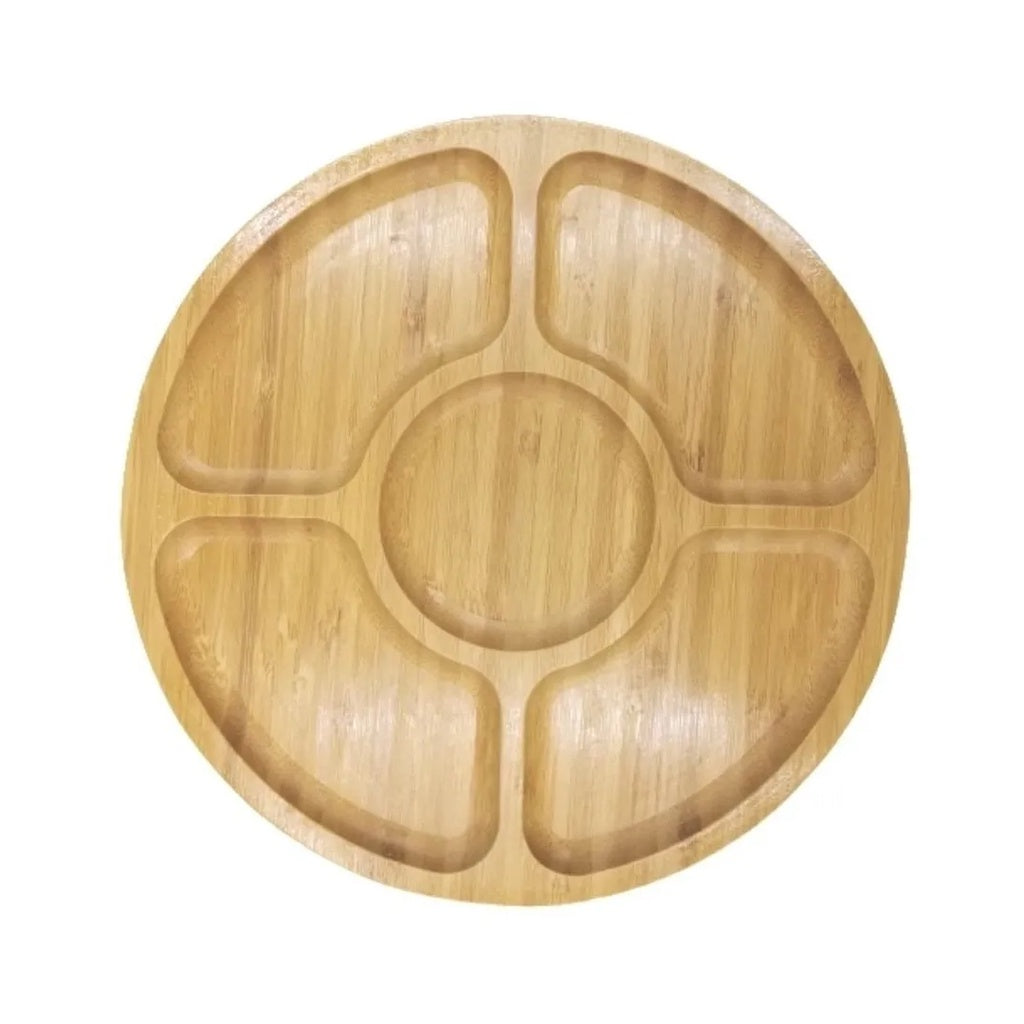 Suporte Organizador Talher Bambu + Petisqueira 5 Divisórias