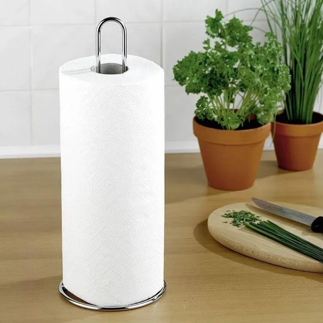 Suporte Rolo Papel Toalha Mesa Cozinha Vertical Aço Cromado