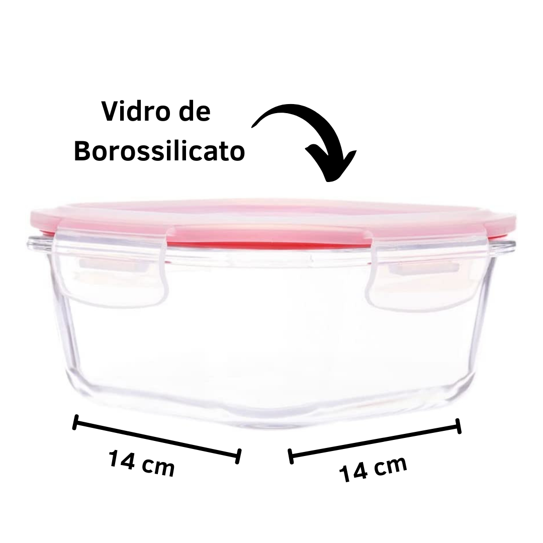 Pote Hermético De Vidro C/ Trava Silicone E Vedação 500ml