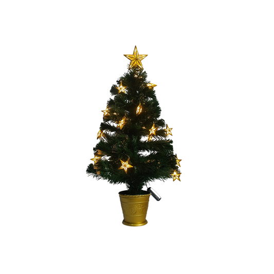 Árvore Natal Fibra Ótica Decorada Luz Quente 8 Funções 90cm
