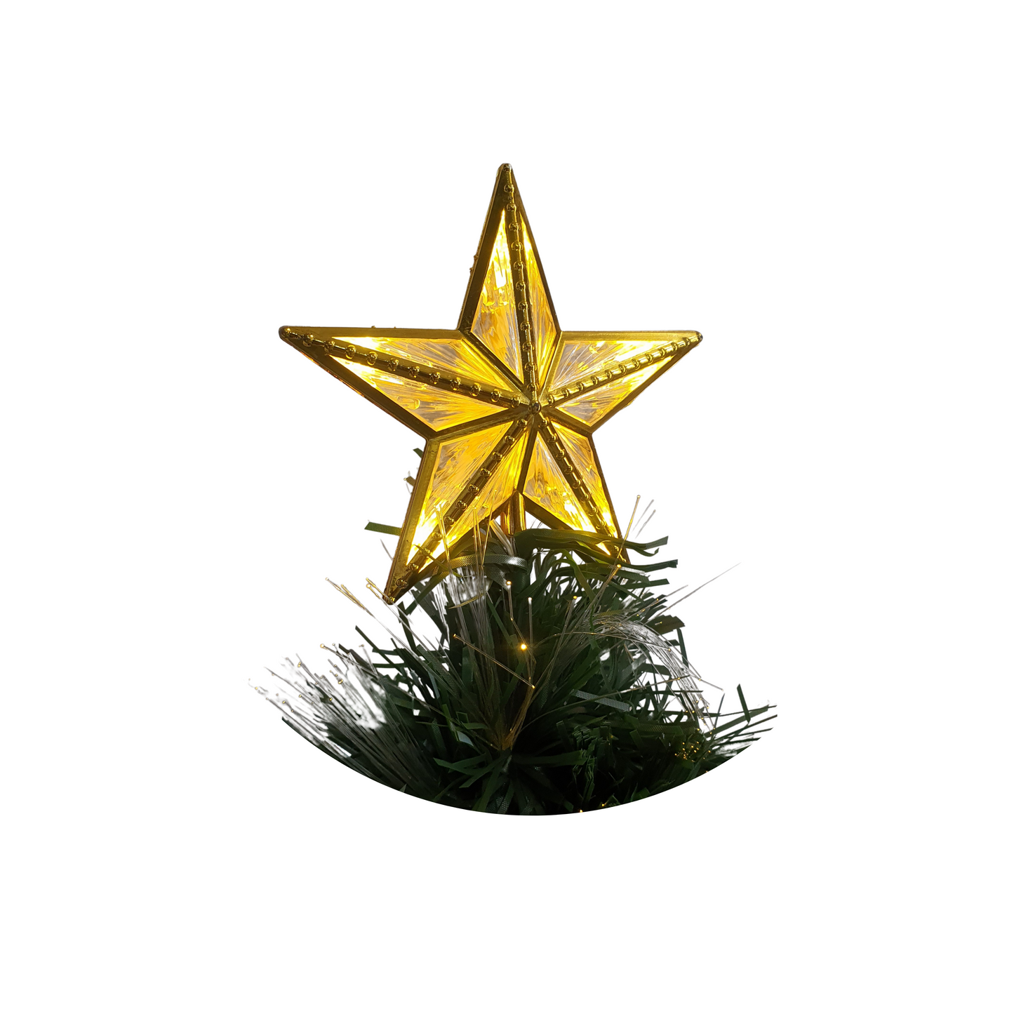 Árvore Natal Fibra Ótica Decorada Luz Quente 8 Funções 90cm