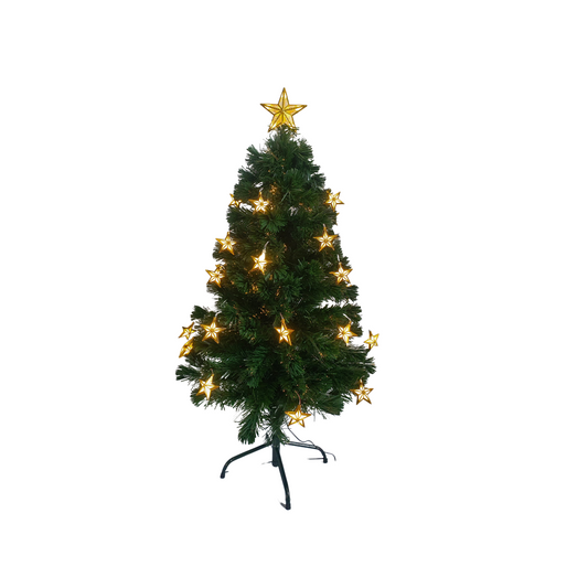 Árvore Natal Fibra Ótica Decorada Luz Quente 8 Funções 120cm