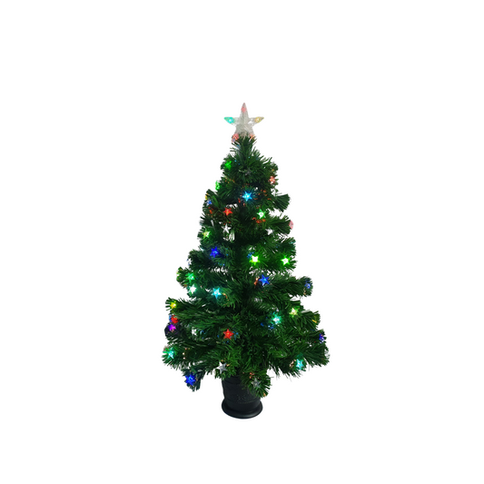 Árvore Natal Fibra Ótica Decorada Luz Colorida 1 Função 90cm