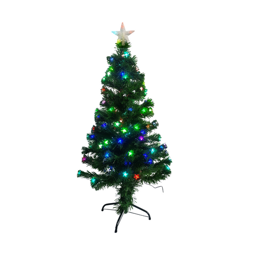 Árvore Natal Fibra Ótica Decorada Luz Colorida Premium 120cm