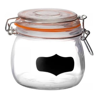 Pote Vidro Porta Mantimento Quadro Negro Hermético 500ml