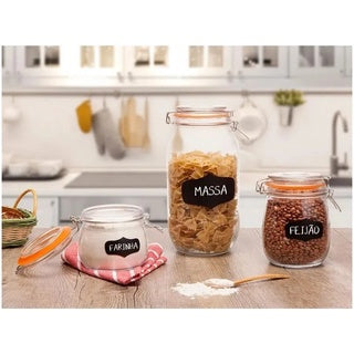 Pote Vidro Porta Mantimento Quadro Negro Hermético 500ml