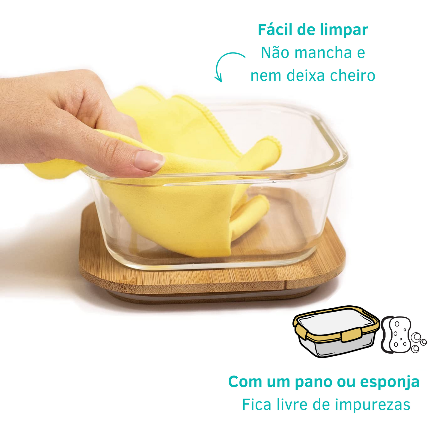 Potes Vidro Retangular Marmita Tampa Hermética 300ml + 400ml