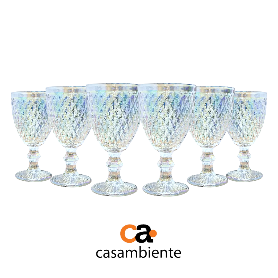 Taça Vidro Água Suco Bico Abacaxi Furta Cor 300ml 6 Uni