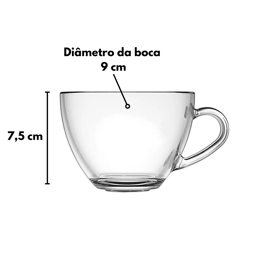 Xícaras De Vidro Café Chá Nespresso Dolce Gusto 235 Ml 6 Uni