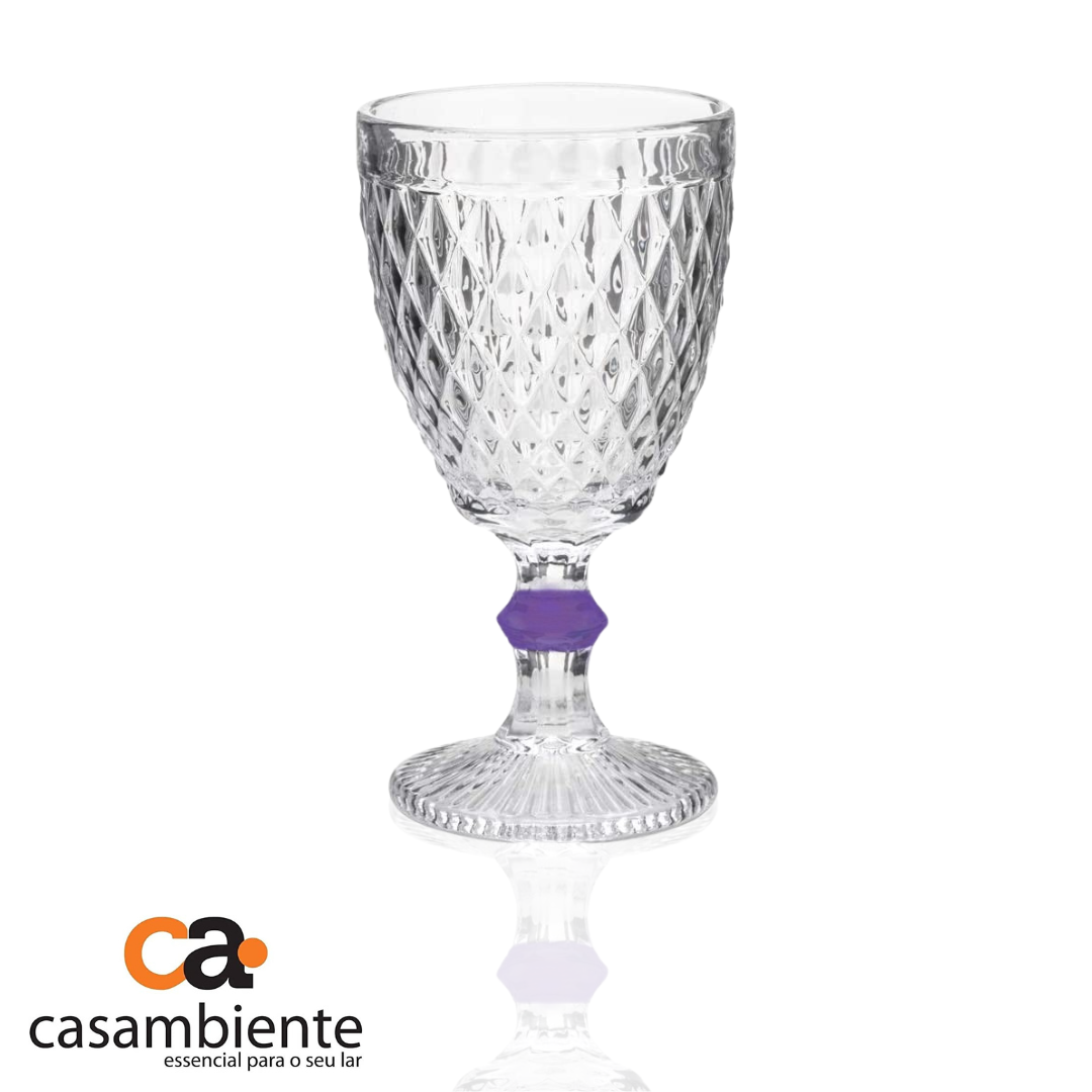 Taça De Vidro Água Suco Bico Abacaxi Diamond 300ml - 6 Uni